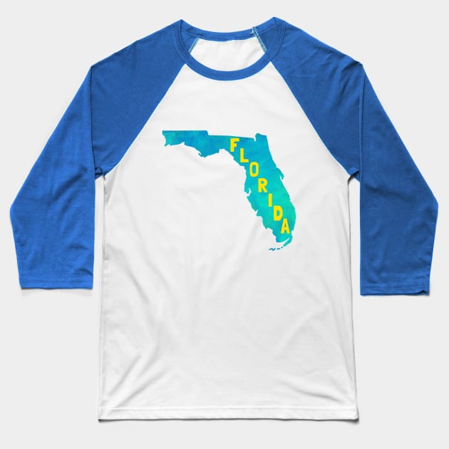 The State of Florida - Watercolor Baseball T-Shirt by loudestkitten